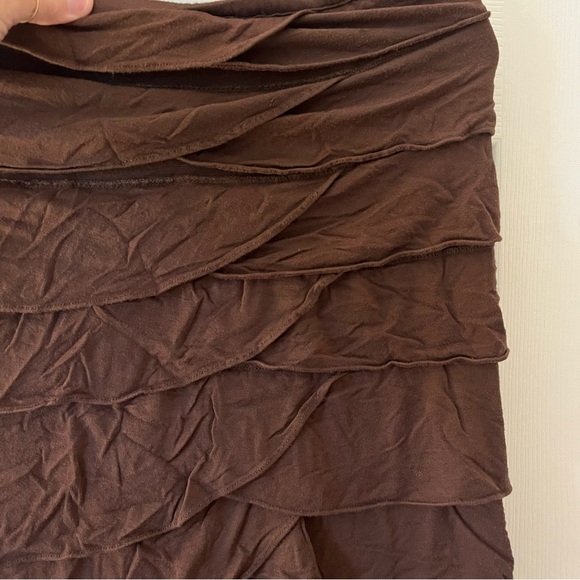 Women's Multi-Tiered Knit Long Skirt - Brown - Medium - Picture 2 of 5